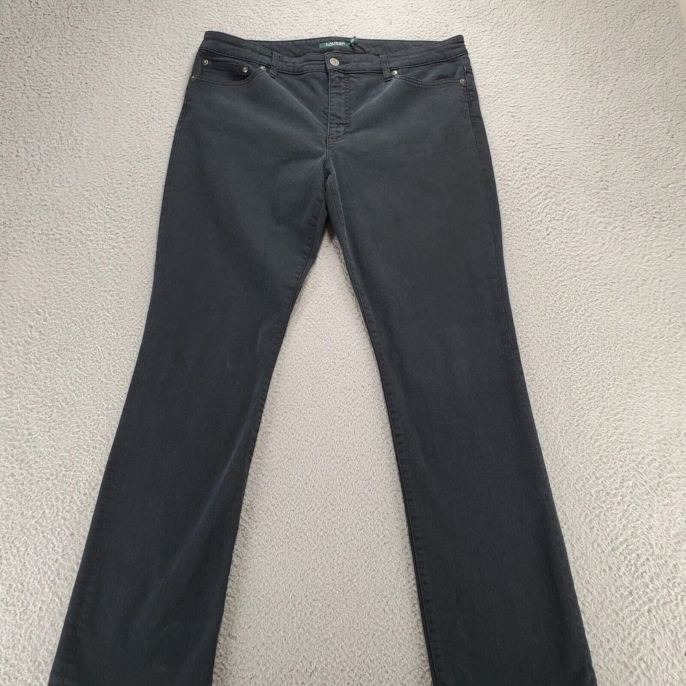 Lauren Ralph Lauren Jeans Womens 16 Black Straight Leg Denim Casual Mid Rise